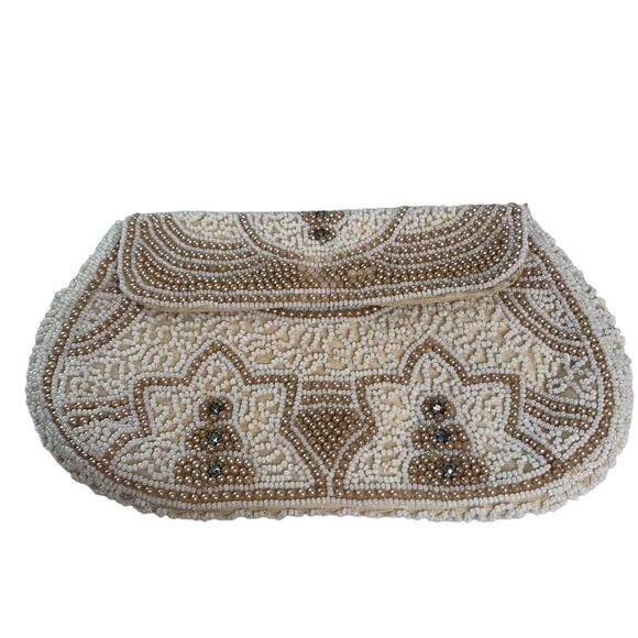 Unbranded Handbags - VTG Art Deco Handmade Geometric Design Snap Closure Beaded Clutch Purse